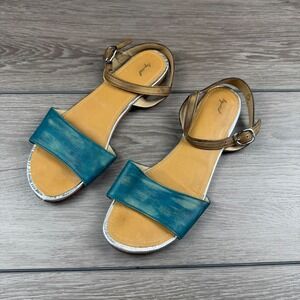 Esquivel Womens Sandals Hand Made In California Blue Gold 9.5